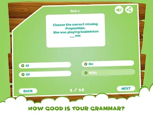 Learning Prepositions Quiz App Screenshot 2