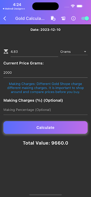 Gold Price Calculator++ Screenshot 3