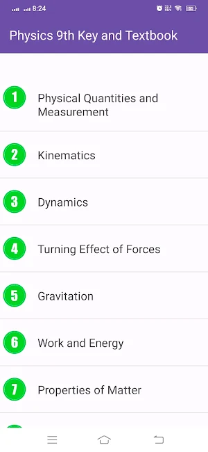 Physics 9th Key and Textbook Screenshot 1