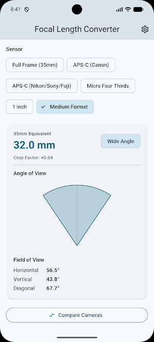 Focal Length Converter Screenshot 3