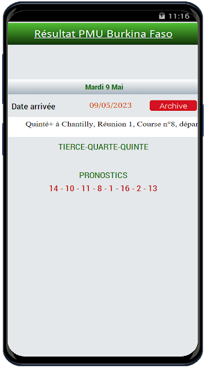 Résultat PMU Burkina Faso Screenshot 1