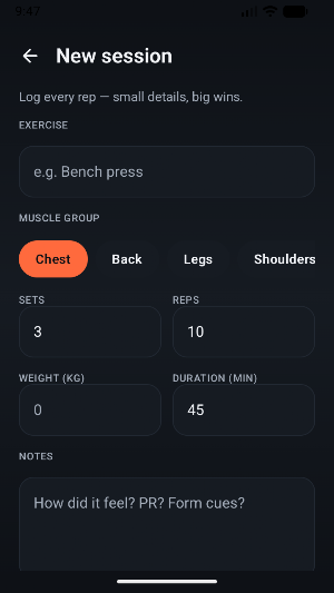 GymLog Screenshot 1
