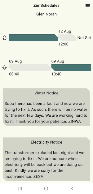 ZimSchedules Screenshot 2