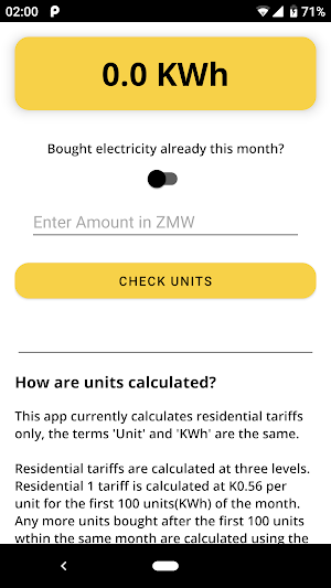 Electricity Units Calculator Zambia (No ads) Screenshot 0