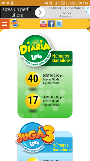 Resultados Loto en Nicaragua 2020 Screenshot 1
