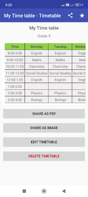 School Timetable Screenshot 2