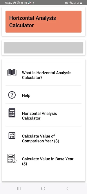 Horizontal Analysis Calculator Screenshot 0
