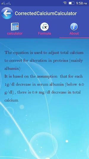 Corrected Calcium Calculator Screenshot 2