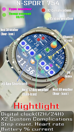 N-SPORT754 Weather Dial Watch Screenshot 2