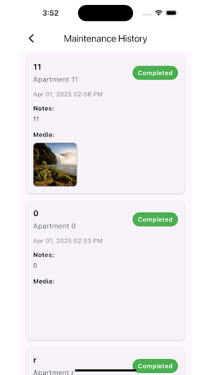 Maintenance Tracker Screenshot 2