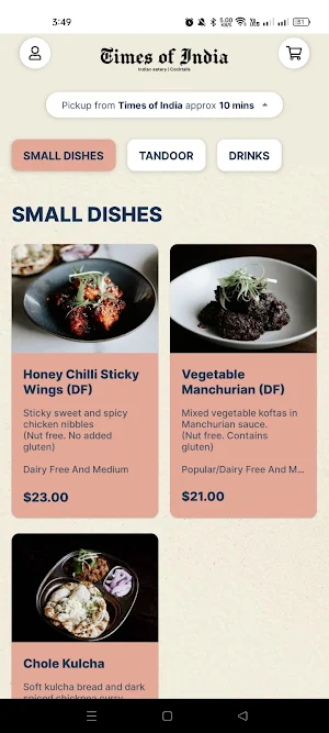 Times Of India Restaurant Screenshot 0