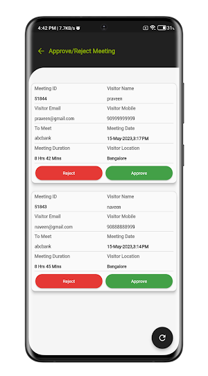 VMS Mobile Application Screenshot 2