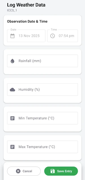 ICCS Weather Log Screenshot 1