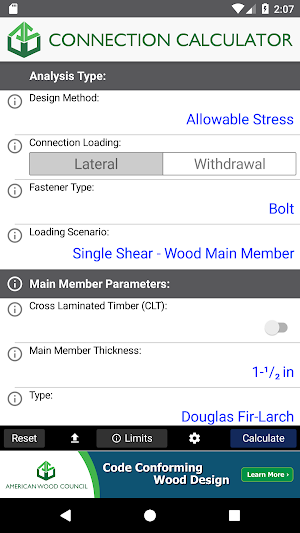 AWC Connection Calc Screenshot 0