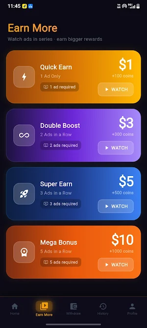 RewardHub: Watch Ads Earn Cash Screenshot 2