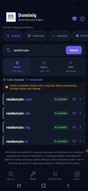 Dominiq: Brand & Domain Check Screenshot 2