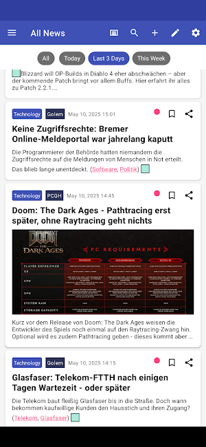 Simple RSS Reader Screenshot 1