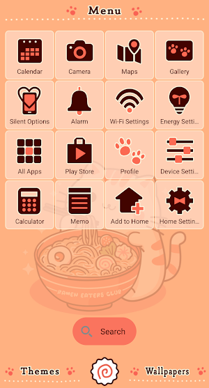 Ramen-Loving Cat Theme +HOME Screenshot 1