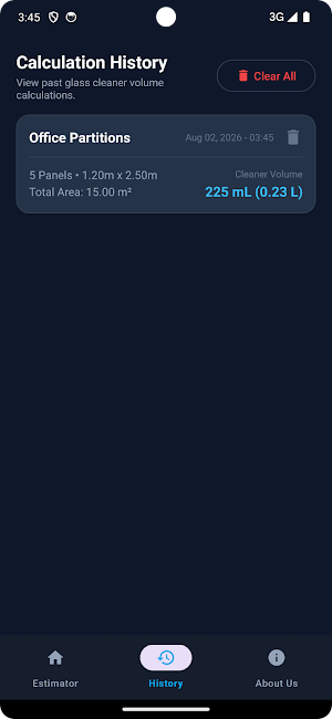 Glass Wipe Estimator Screenshot 3