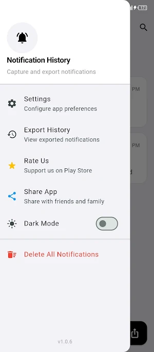 Notification History export Screenshot 2