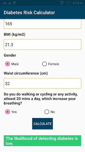 Diabetes Calculator English Screenshot 1