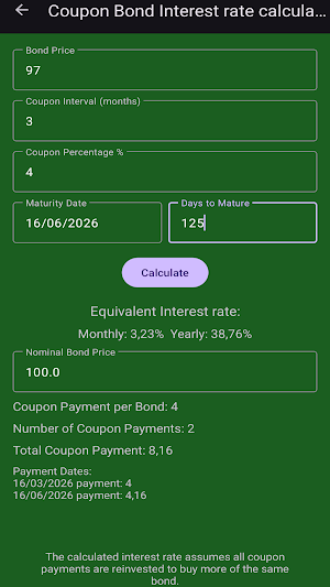 Coupon Bond Calculator Screenshot 0