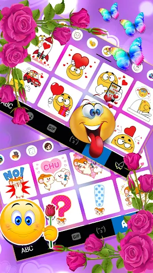 Pink Rose Butterfly Keyboard Background Screenshot 3