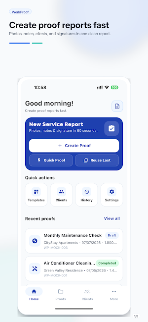 WorkProof: Service Reports Screenshot 0