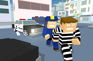 Blocky Cop Craft Running Thief Screenshot 2