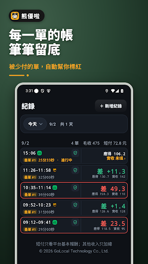 熊優啦－外送日記 Screenshot 1