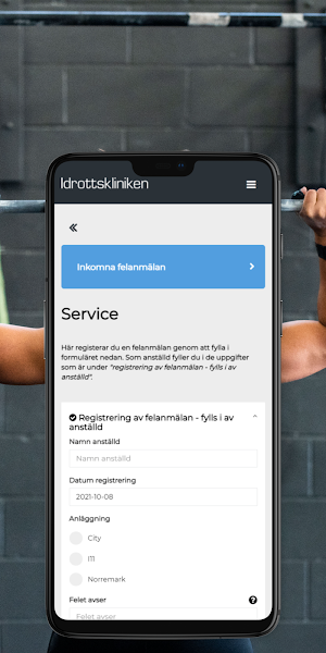 Idrottsklinikens personalapp Screenshot 2