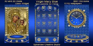 Virgin Mary Blue 3D Next Launcher theme Screenshot 0