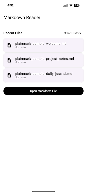 PlainMark: Markdown Reader Screenshot 2