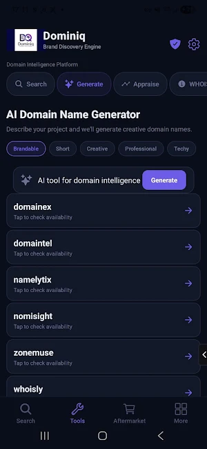 Dominiq: Brand & Domain Check Screenshot 1