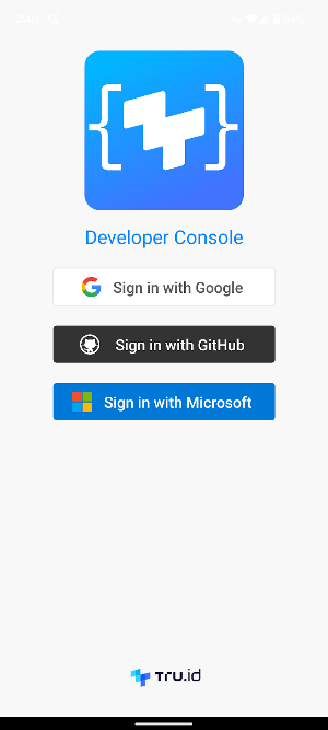 tru.ID developer console Screenshot 0