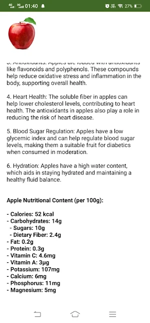 Fruits Nutrition Details Screenshot 2