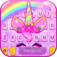 Rainbow Pink Unicorn Keyboard Theme