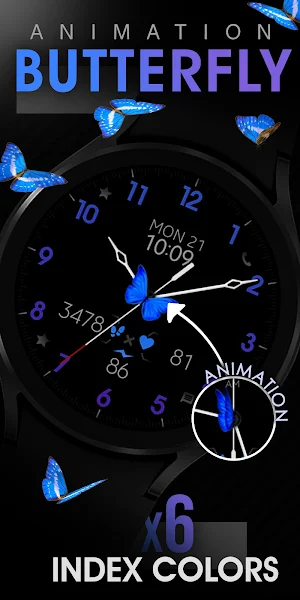 Blue Butterfly Watch Face Screenshot 0