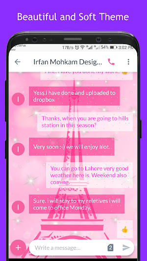 Pink Paris SMS Dual Theme Screenshot 0