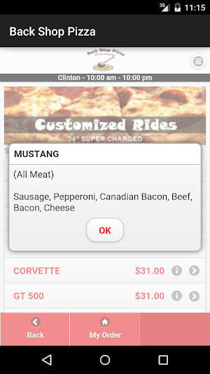 Back Shop Pizza Screenshot 2