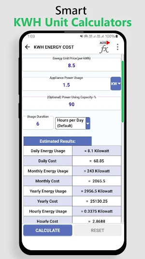 KWh Unit Calculator Screenshot 1