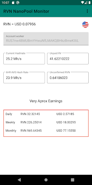 Ravencoin Nanopool Monitor Screenshot 0