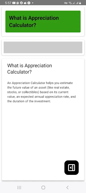 Appreciation Calculator Screenshot 1