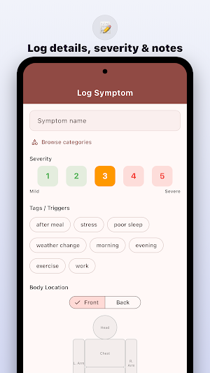 Symtom Log Screenshot 1
