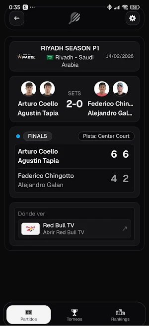 Padelscore: Ver y resultados Screenshot 0