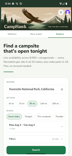 CampHawk: Campsite Alerts Screenshot 0