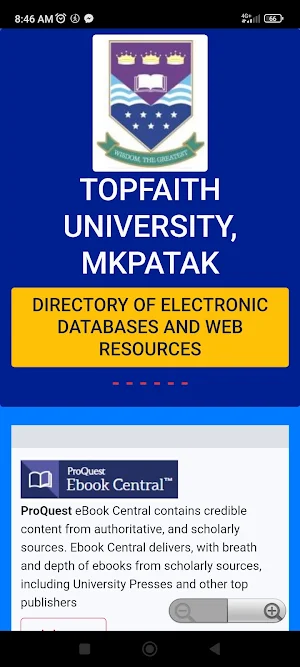 Topfaith University E-Library Screenshot 2