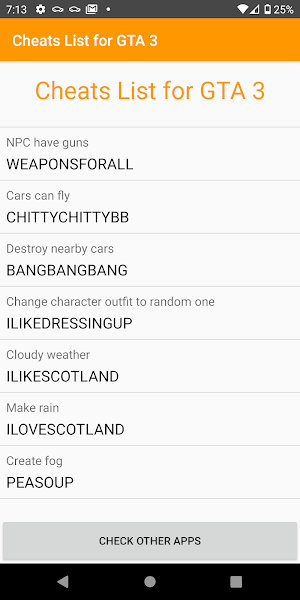 Cheat Codes List for III Screenshot 2