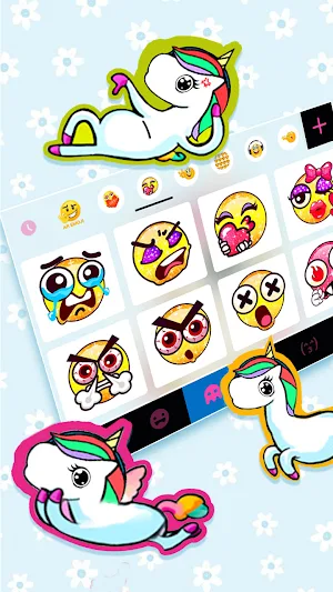 Cute Flower Unicorn Keyboard Background Screenshot 3