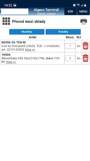 Algeco terminál Screenshot 1